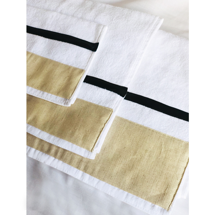 Black and beige single Towel